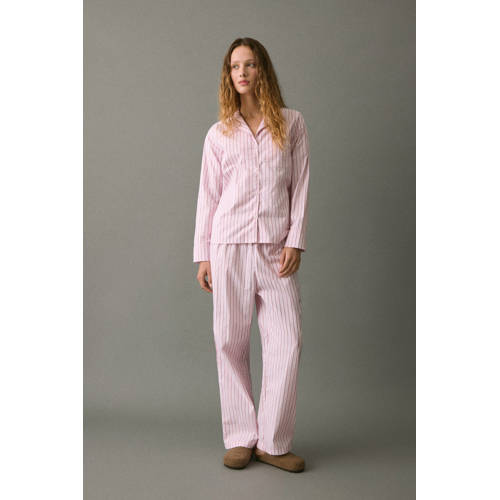 MANGO TEEN pyjamaset lichtroze met strepen Meisjes Katoen Klassieke kraag - maat 164(S) afbeelding