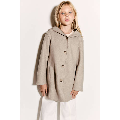 Mango Kids manteljas herfst beige Meisjes Polyester Capuchon Effen - maat 164 afbeelding
