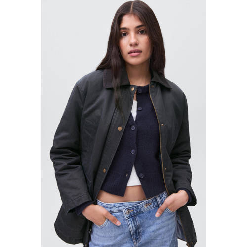 MANGO TEEN winterjas marine Blauw Meisjes Katoen Klassieke kraag Effen - maat 176(XL) afbeelding
