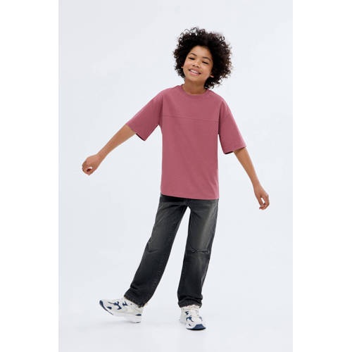Mango Kids straight leg jeans donkergrijs Jongens Katoen Effen - maat 128 afbeelding