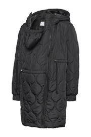 thumbnail: Zwarte dames MAMALICIOUS zwangerschaps gewatteerde jas quilted van polyester met effen, lange mouwen, capuchon en ritssluiting