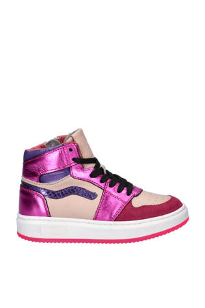 leren sneakers roze