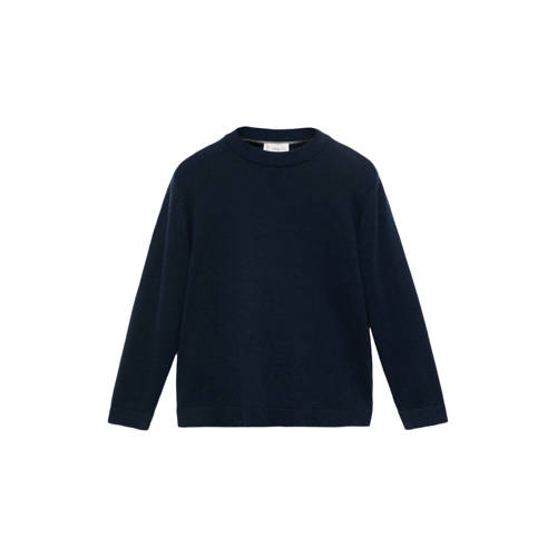 Mango Kids trui marine gebreid Blauw Jongens Katoen Ronde hals Effen - maat 98 afbeelding