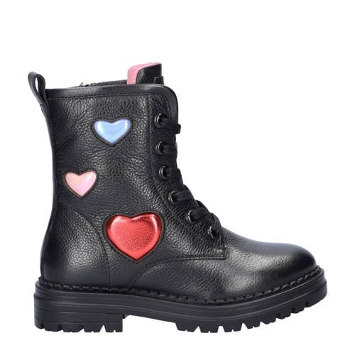 Nelson Kids leren veterboots zwart Meisjes Leer All over print - maat 31 afbeelding