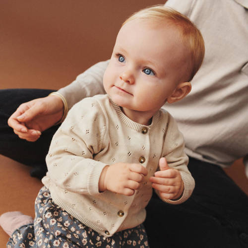 Wheat vest ecru fijn gebreid Meisjes Katoen Ronde hals Effen