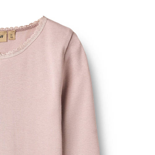 Wheat longsleeve lichtroze Meisjes Katoen Ronde hals Effen - maat 152 afbeelding
