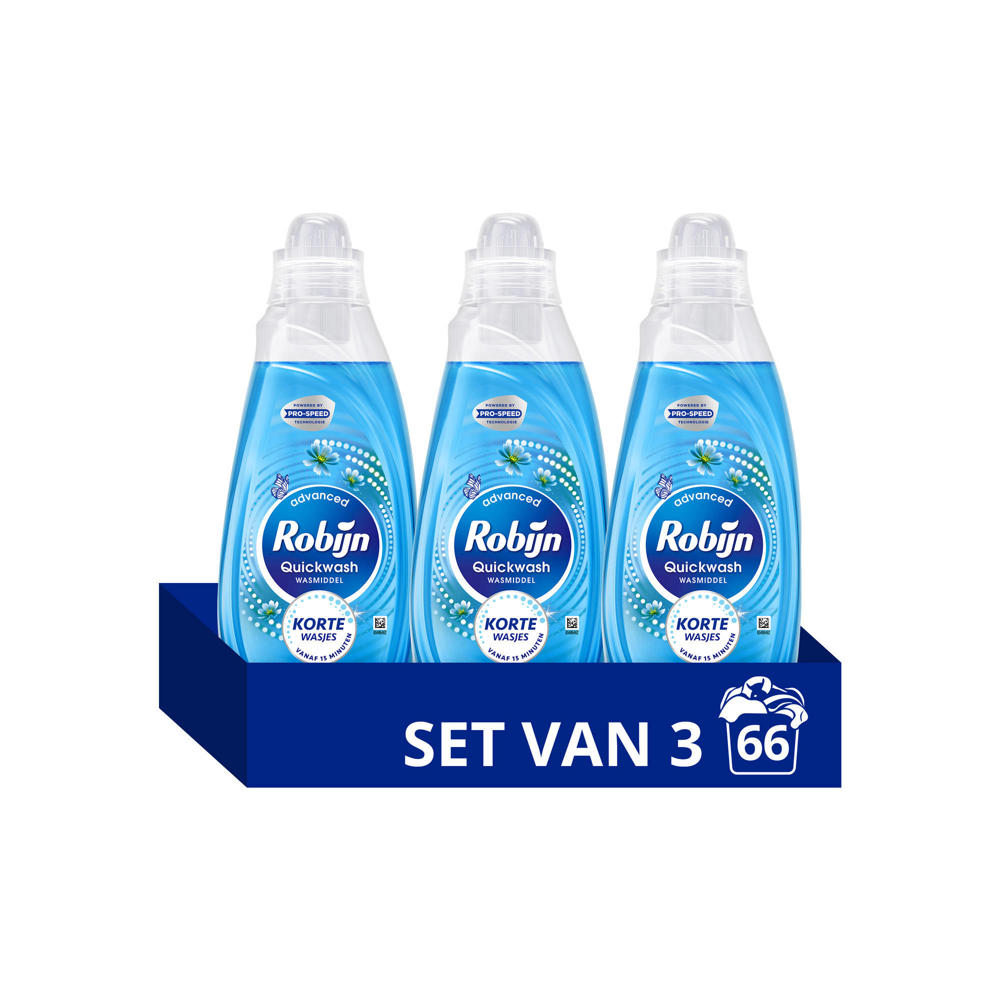 Robijn Advanced Quickwash Morning Dew vloeibaar wasmiddel - 3 x 22 wasbeurten - 66 wasbeurten