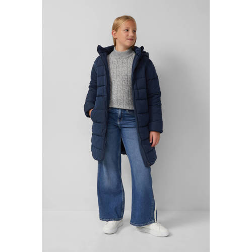 s.Oliver gewatteerde winterjas donkerblauw Meisjes Polyester Capuchon Effen