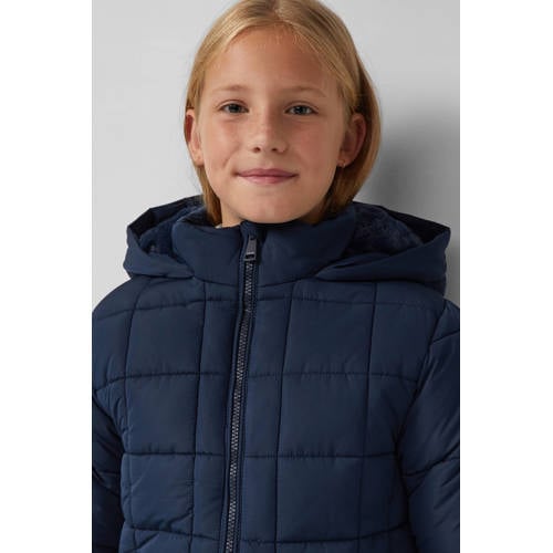 s.Oliver gewatteerde winterjas donkerblauw Meisjes Polyester Capuchon Effen