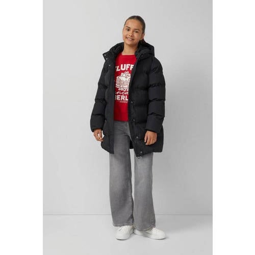 s.Oliver gewatteerde winterjas zwart Meisjes Polyester Capuchon Effen