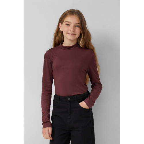 s.Oliver longsleeve donkerpaars Meisjes Polyester Opstaande kraag Effen