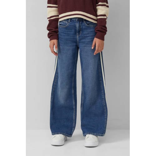 s.Oliver wide leg jeans medium blue denim Blauw Meisjes Stretchdenim Effen