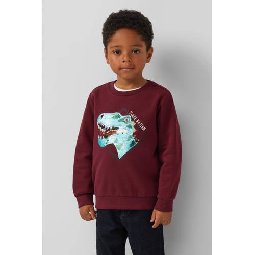 s.Oliver sweater donkerrood Printopdruk