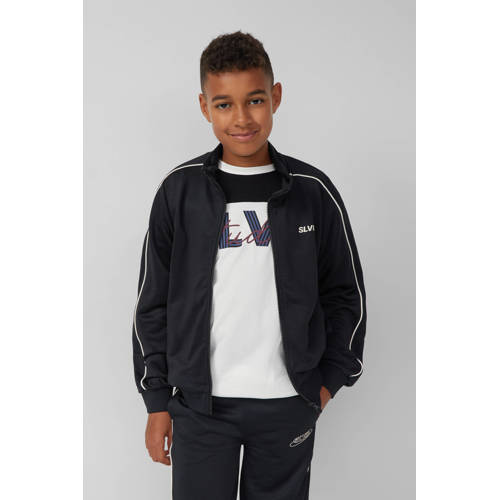 s.Oliver sweatvest zwart Jongens Polyester Opstaande kraag Effen