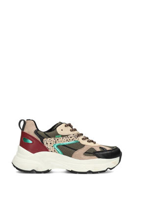 chunky sneakers zwart/beige