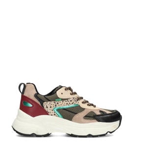 chunky sneakers zwart/beige