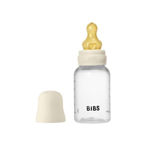 Babyfles 150 ml - Ivory - met latex speen en opvouwbare trechtertje