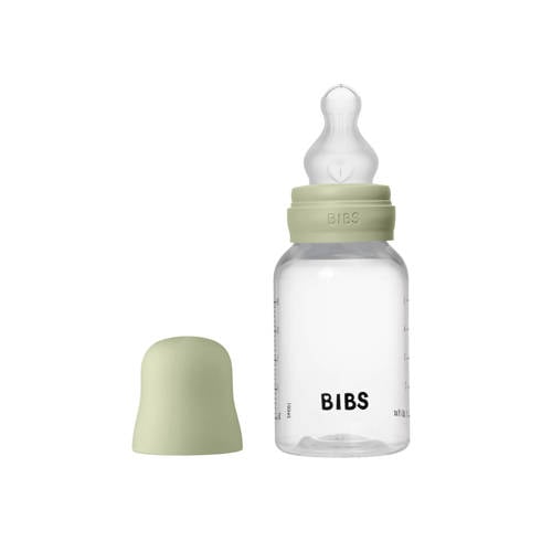 BIBS Babyfles 150 ml - Sage - met silicone speen en opvouwbare trechtertje