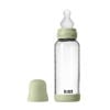 BIBS Glazen Babyfles - 240 ml - Sage -  met silicone speen en opvouwbare trechtertje