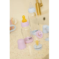 thumbnail: BIBS Glazen Babyfles - 120 ml - Ivory - met latex speen en opvouwbare trechtertje