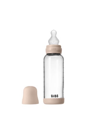 Glazen Babyfles - 240 ml - Blush - met silicone speen en opvouwbare trechtertje