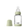 BIBS Glazen Babyfles - 120 ml - Sage - met silicone speen en opvouwbare trechtertje