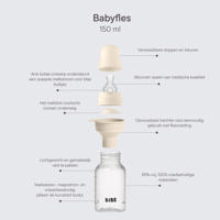 thumbnail: BIBS Babyfles 150 ml - Ivory - met silicone speen en opvouwbare trechtertje