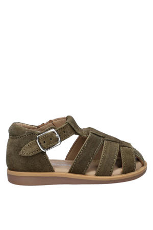 suède sandalen kaki