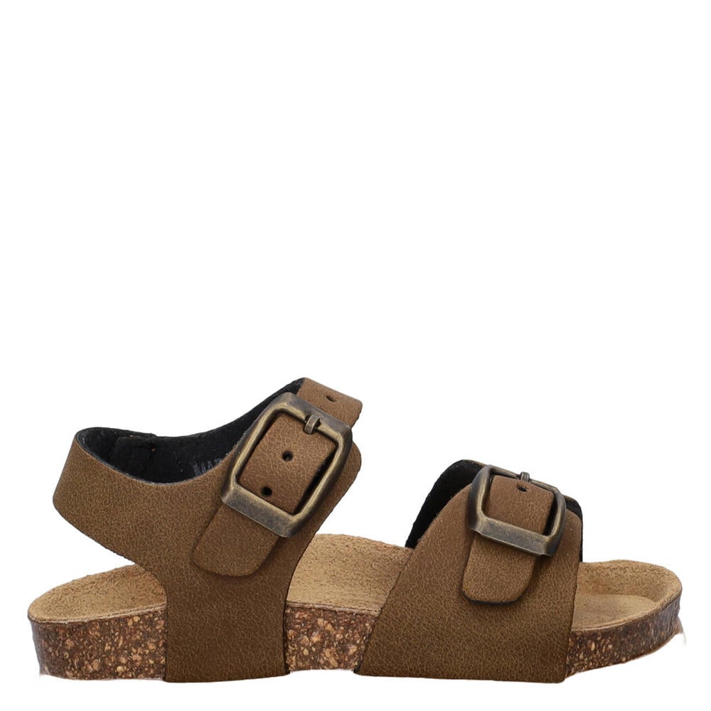 Bruine jongens en meisjes Nelson Kids sandalen van imitatieleer met gesp