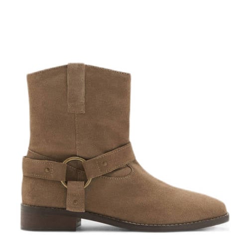 MANGO TEEN suède bikerboots bruin Meisjes Suede Effen