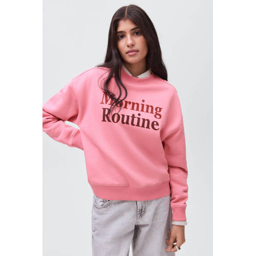 MANGO TEEN sweater roze Tekst - maat 172(L) | Sweater van MANGO TEEN afbeelding