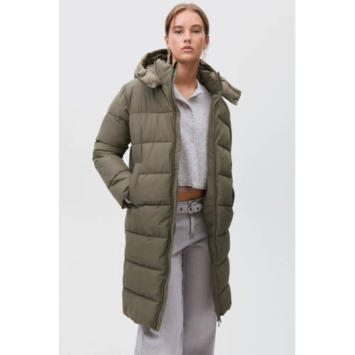 MANGO TEEN gewatteerde jas kaki Groen Meisjes Polyester Capuchon Effen - maat 152(XXS) afbeelding