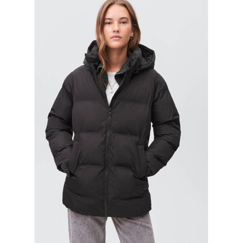 MANGO TEEN outdoor jas zwart Meisjes Polyester Capuchon - maat 164(S) afbeelding