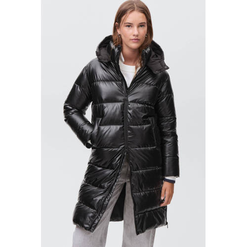 MANGO TEEN gewatteerde jas zwart Meisjes Polyester Capuchon Effen - maat 172(L) afbeelding