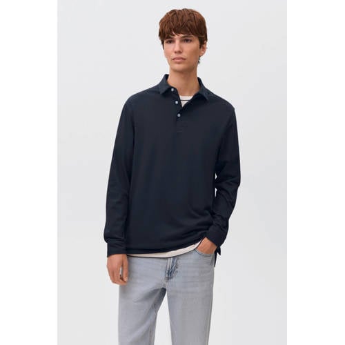 MANGO TEEN polo donkerblauw Jongens Katoen Polokraag Effen