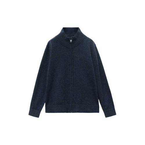 Mango Kids vest marine fijn gebreid Blauw Jongens Katoen Opstaande kraag - maat 92 afbeelding