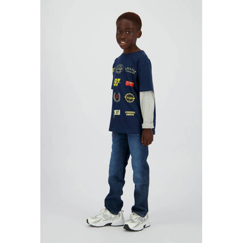 Vingino waist regular fit jeans dark blue denim Blauw Effen - maat 158 afbeelding