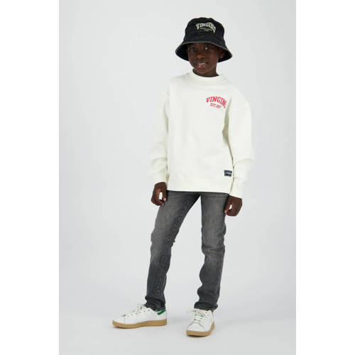 Vingino waist slim fit jeans grey denim Grijs Effen - maat 146 afbeelding