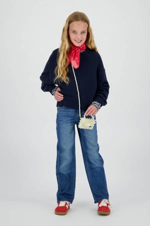 high waist wide leg jeans dark blue denim