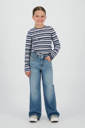 high waist wide leg jeans medium blue denim