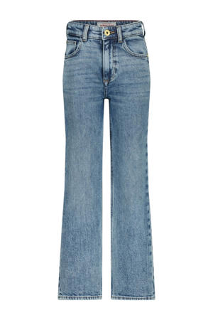 high waist wide leg jeans medium blue denim