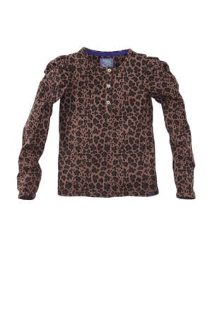 longsleeve Louisa met panterprint bruin