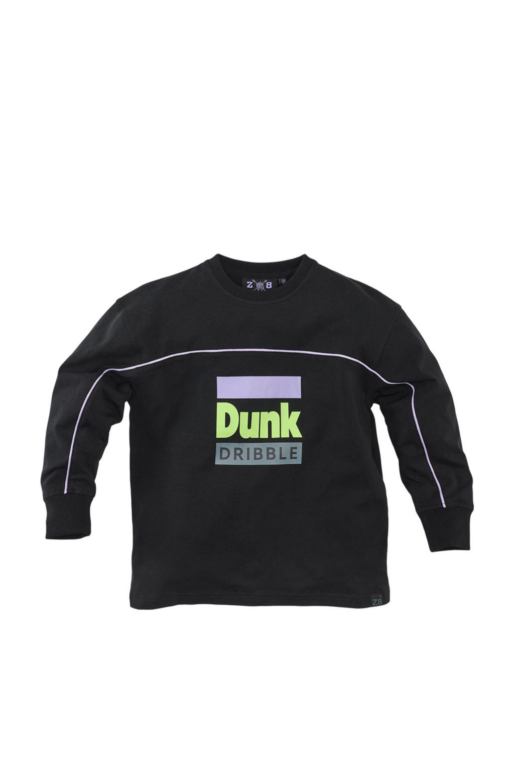 Donkerblauwe jongens Z8 kids longsleeve Stax van stretchkatoen met printopdruk, lange mouwen en ronde hals