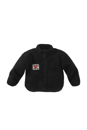teddy winterjas Kyzer met backprint donkerblauw