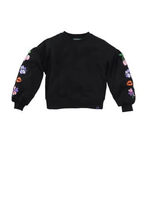 sweater Zahara met borduursels donkerblauw