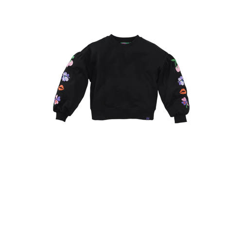 Z8 kids sweater Zahara met borduursels donkerblauw Meisjes Stretchkatoen Ronde hals