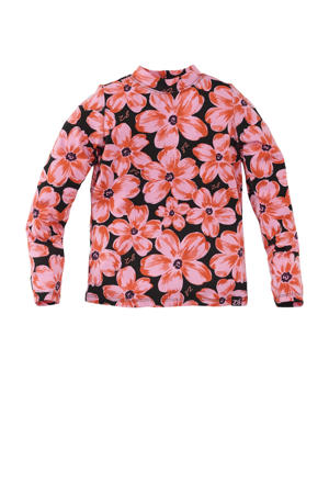 longsleeve Marell met bloemen roze
