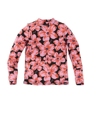 longsleeve Marell met bloemen roze