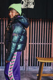 thumbnail: Z8 kids gewatteerde winterjas Melita metallic look groen/paars