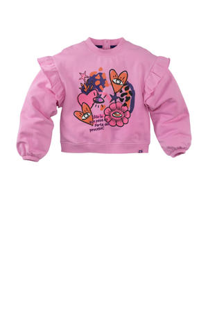 sweater Charelle met ruches roze